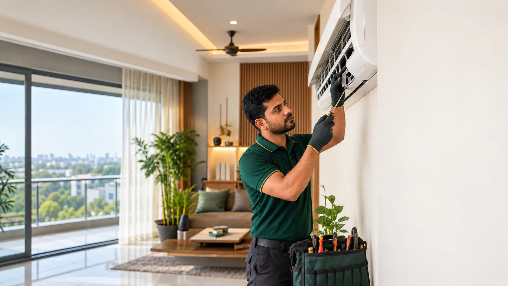 Mahesh technician servicing a home